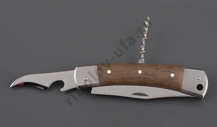 Нож Соболь складной,Трехпредметный, хирургич.нерж.сталь, 65х13, орех (ручная работа)