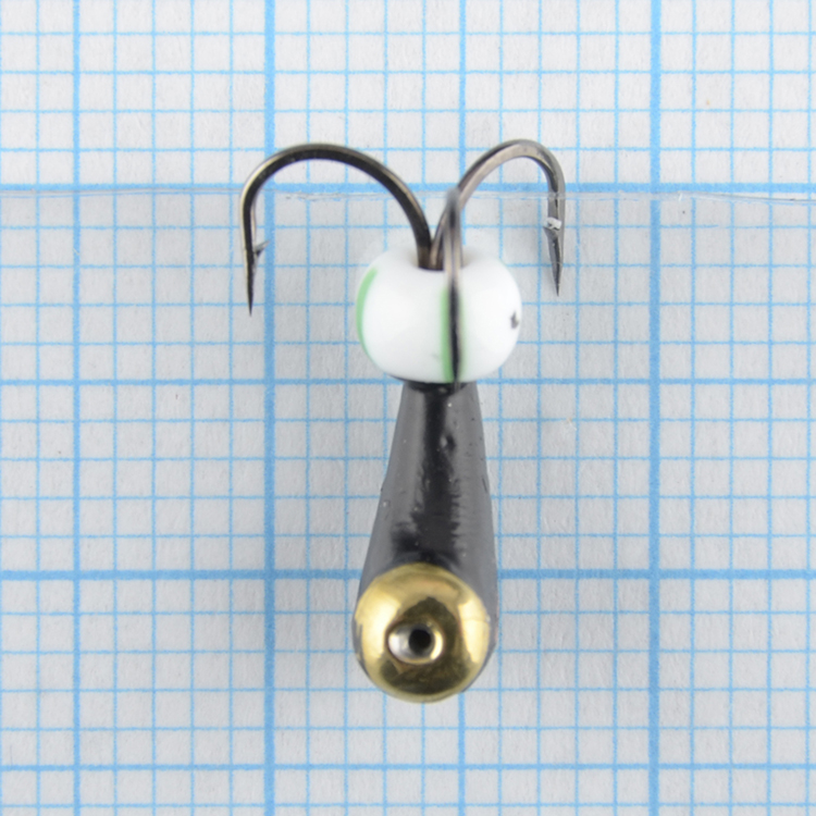 Мормышка Золотой плёс вольфрамовая точеная Черт-Уралка 4 с коронкой, черный-золото