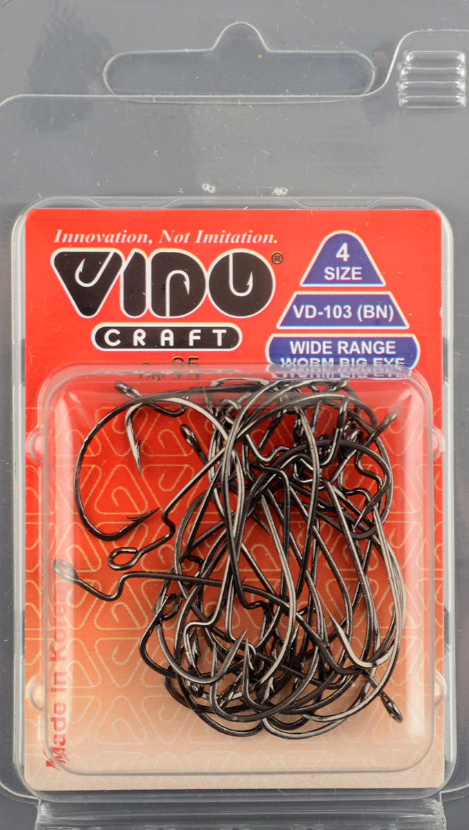 Офсетные крючки Vido Wide Range Worm Big Eye VD103 №4 BN 
