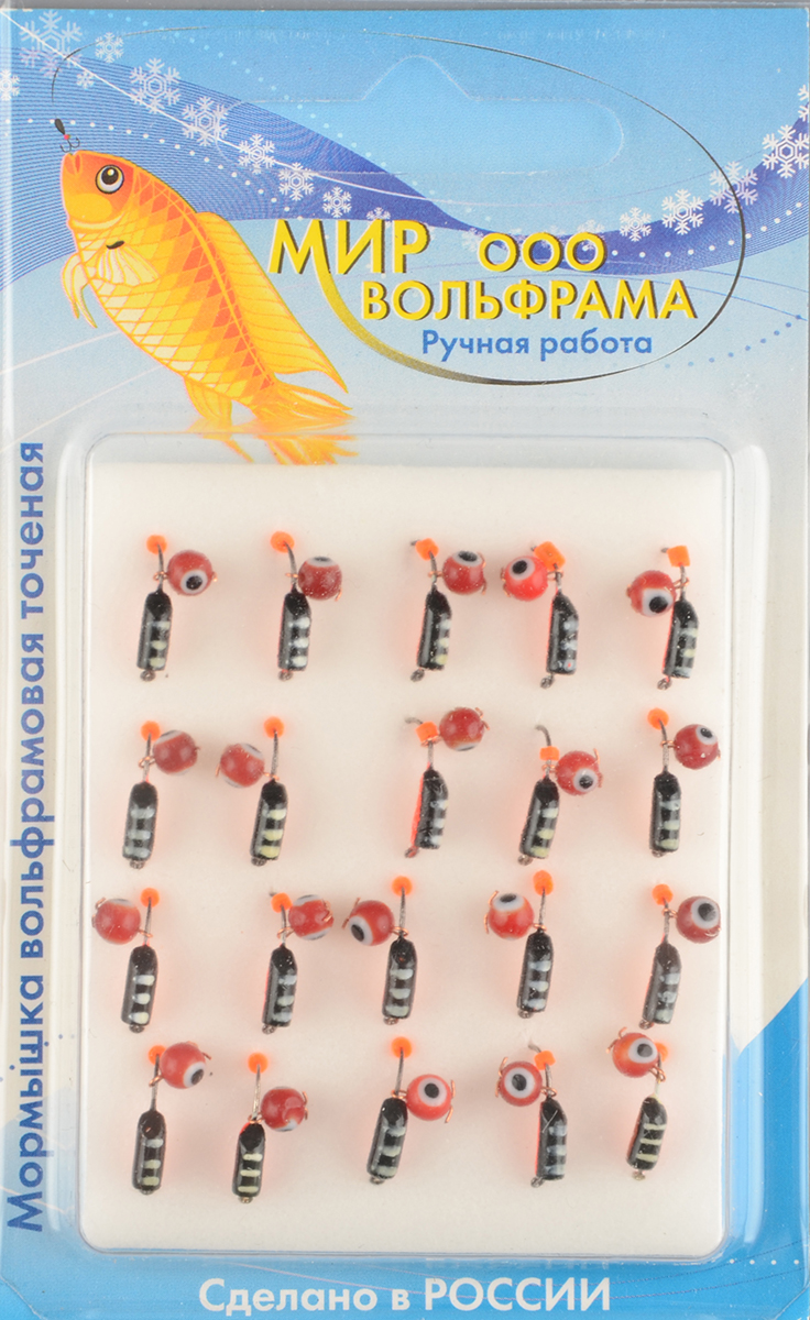 Мормышка Мир Вольфрама Столбик Рыбий глаз подвесной д. 2,5 мм черно-красный