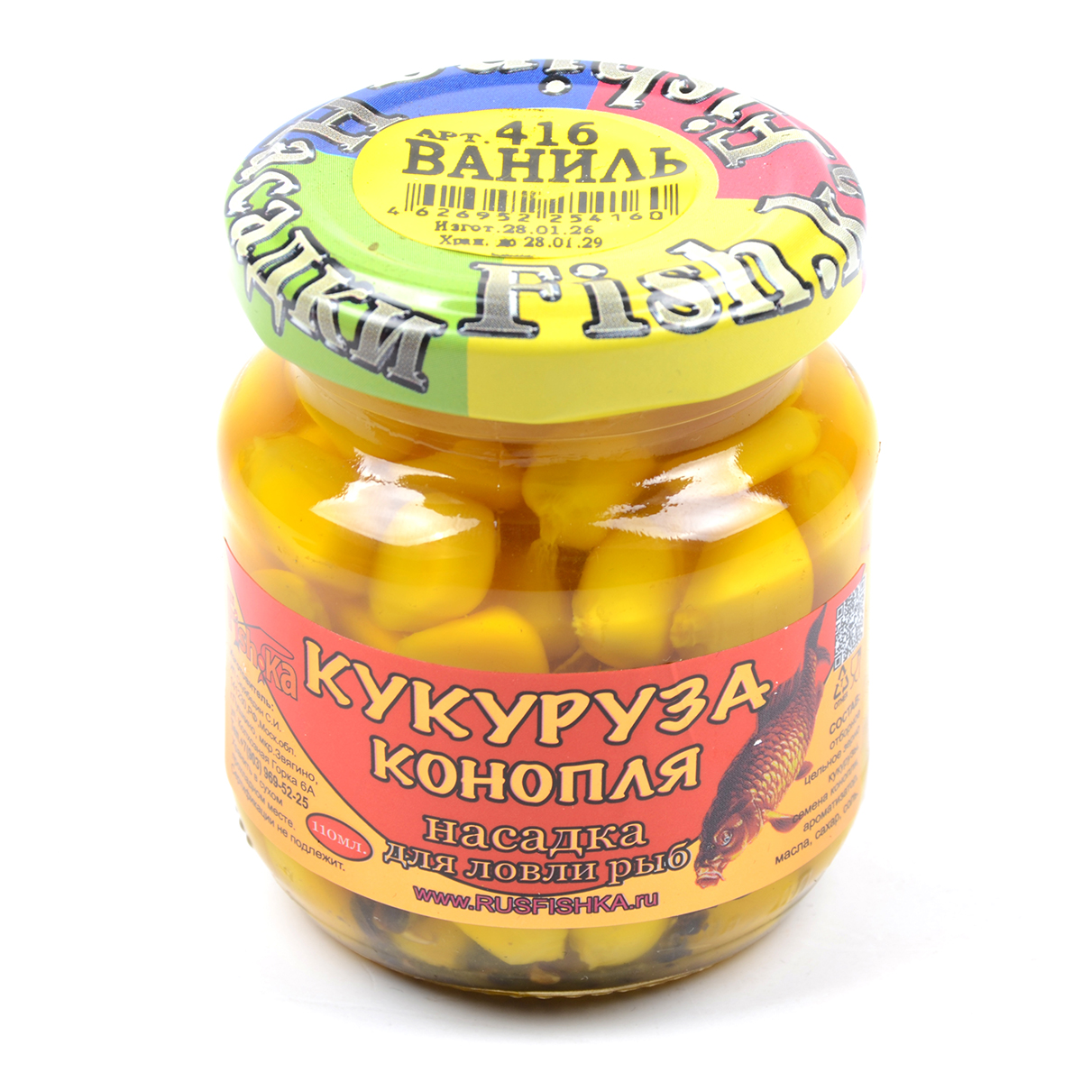 Кукуруза-конопля насадочная Fish.ka Ваниль 110мл стекл/б