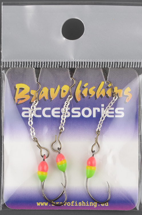 Мормышка вольфрам Bravo Fishing эпоксид. крючок №5 цв.SF на цепочке 2.5см, заст. №1x2 Sil