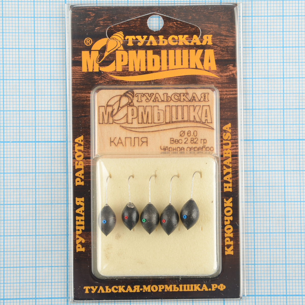 Мормышка вольфрам.Тульская Капля с кембриком 6,0мм черное серебро