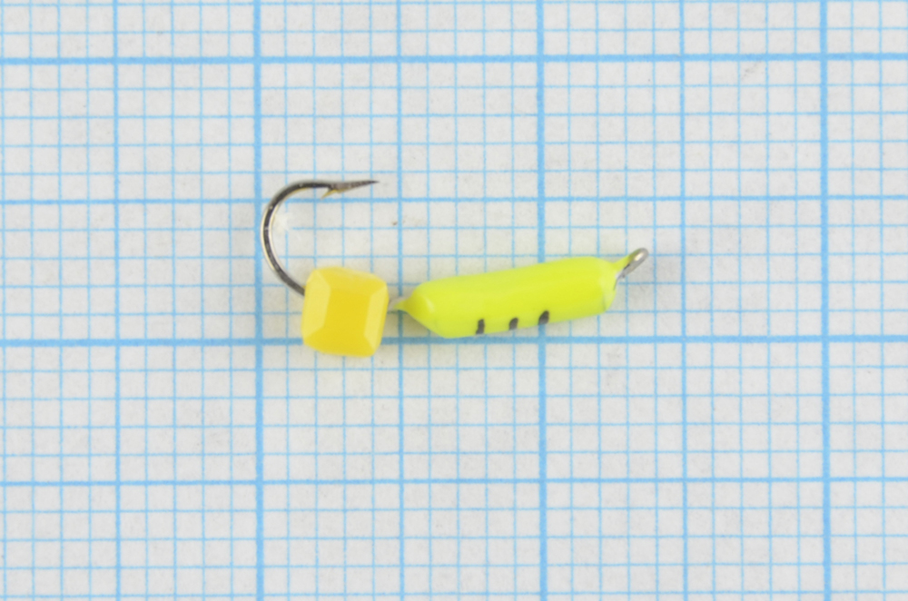 Мормышка Wormix точеная вольфрамовая Столбик d=2 с сырным кубиком (лимонный) арт. 483