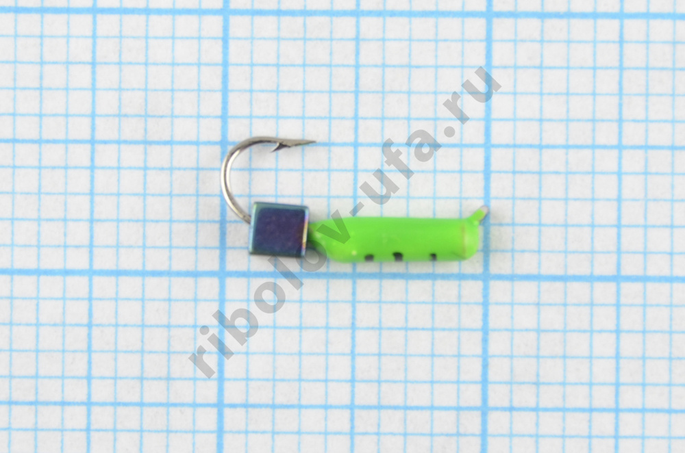 Мормышка Wormix точеная вольфрамовая Столбик d=1,5 с кубиком Хамелеон (зеленый) арт. 453