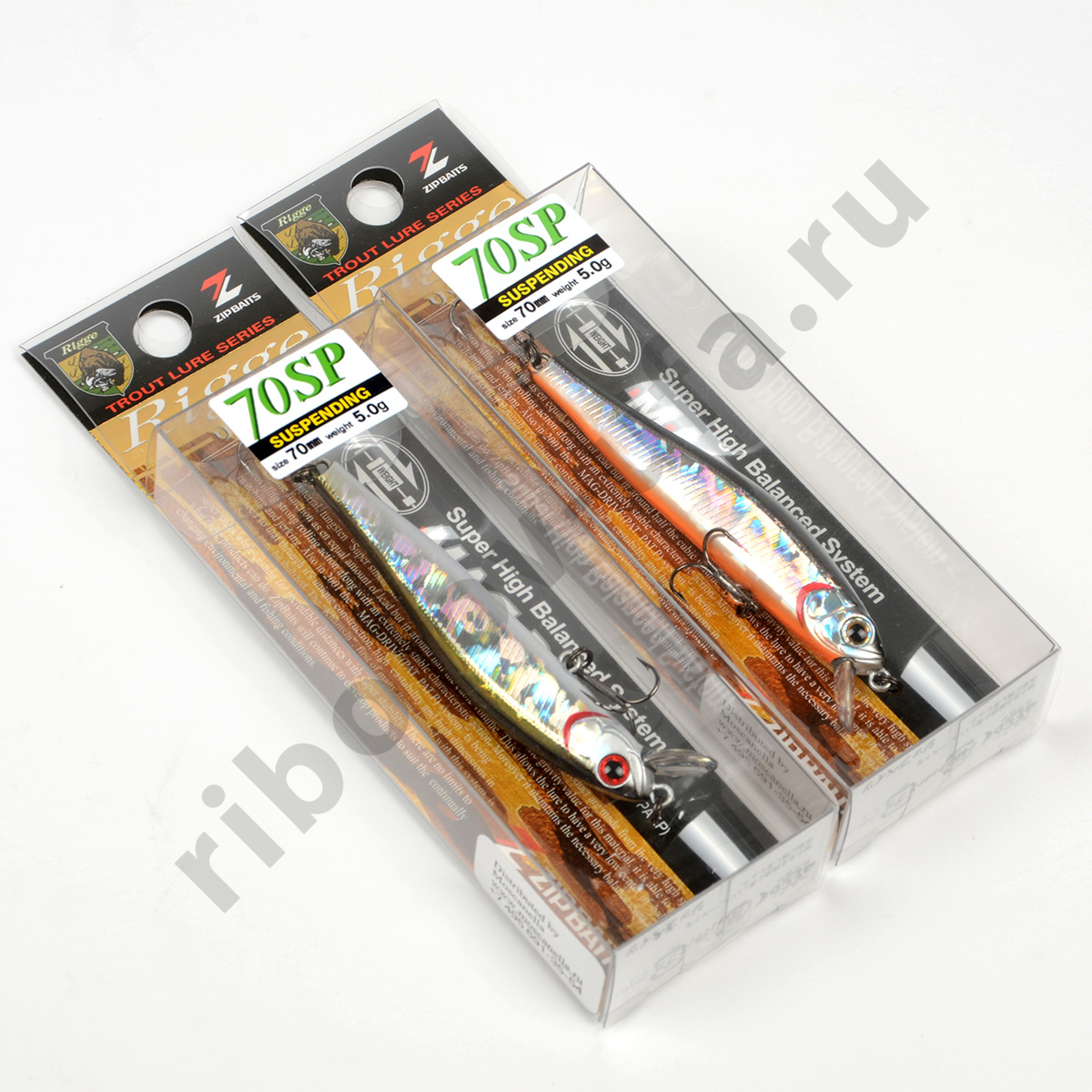 Воблер Zipbaits Rigge 70SP, 70 мм, 5гр., суспенд., загл. 0.6-1.2 м, цвет № 100M