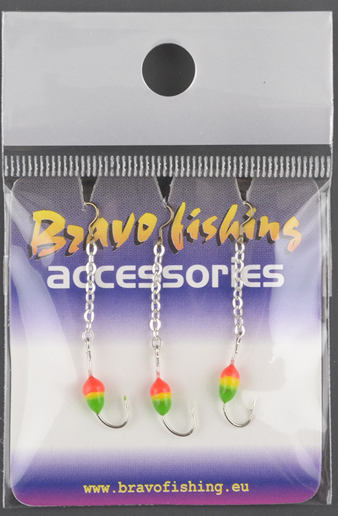 Мормышка вольфрам Bravo Fishing эпоксид. крючок №10 цв.SF на цепочке 2.5см, заст. №2 Sil