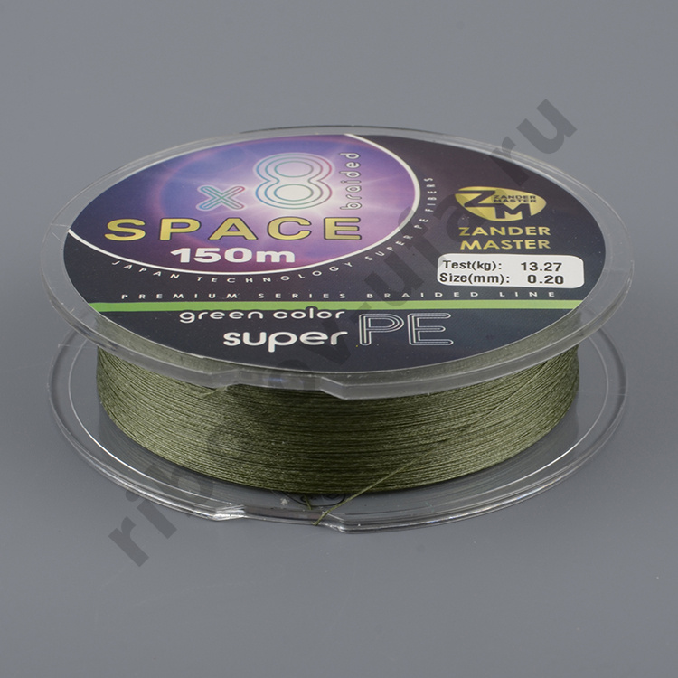 Шнур плетёный Zander Master Space x8 green color, 150м, 0.12мм