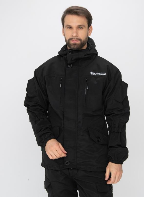 Костюм демисезон. Huntsman Горка-5 цв. Черный ткань Смесовая Рип-Стоп р. 52-54 рост 170-176 на молни