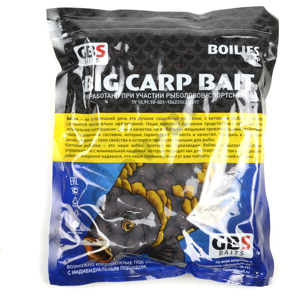 Бойлы GBS Baits Carp вареные прикормочные 20мм 1кг (пакет) Wild Plum Дикая слива