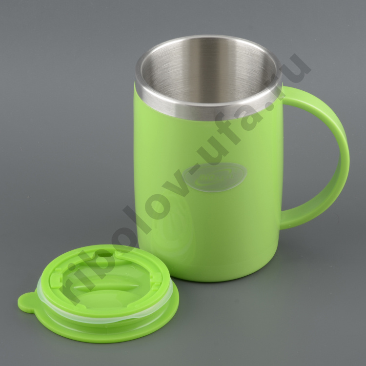 Кружка Biostal с крышкой цвет Зеленый. пласт.прямая 0,5л. (NE-500)