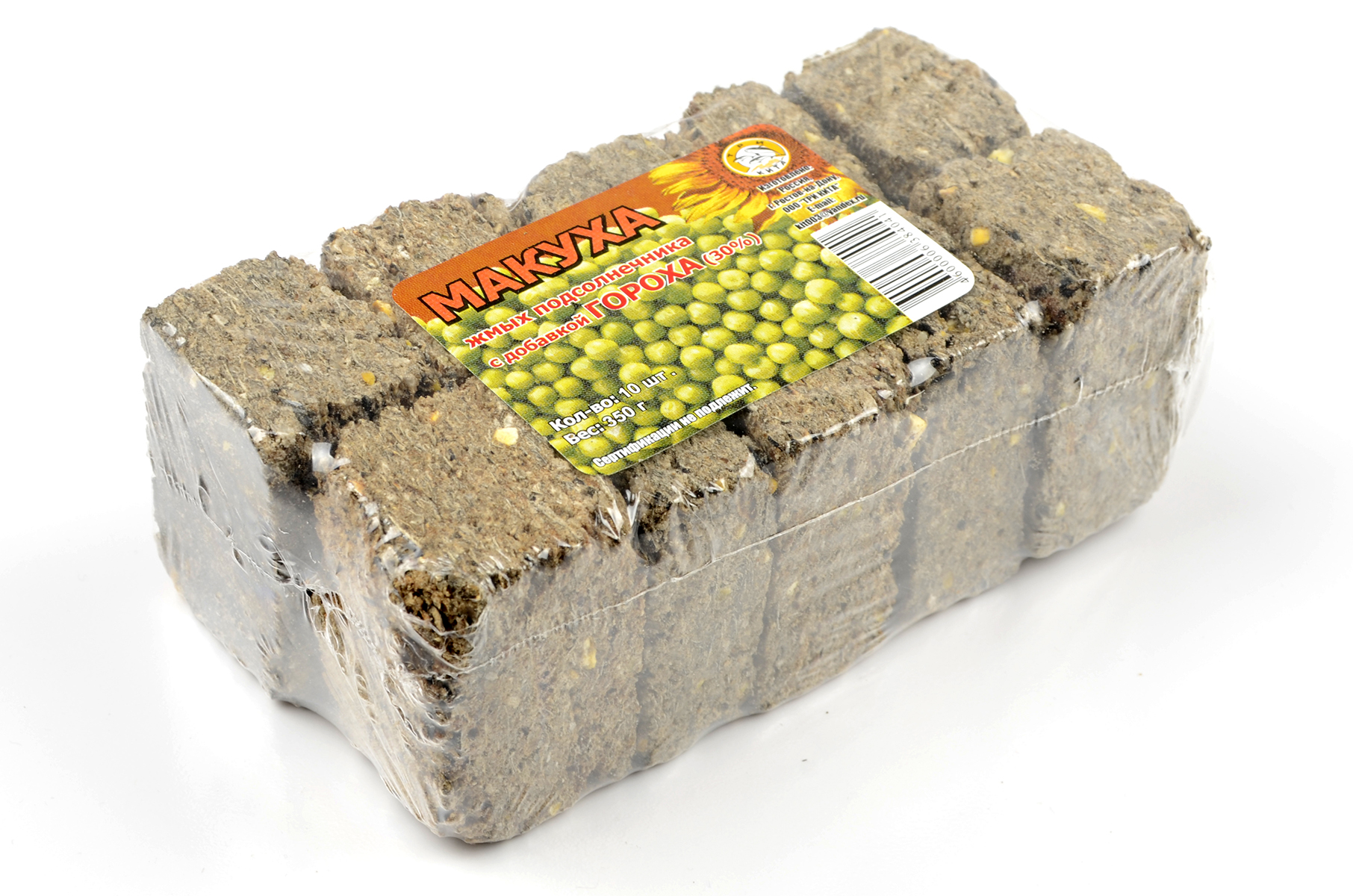 Макуха подсолнечника Три Кита  с добавкой гороха 30% 350гр. 