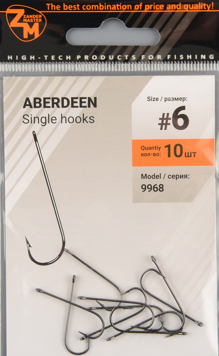 Одинарные крючки Zander Master Aberdeen 9968-6