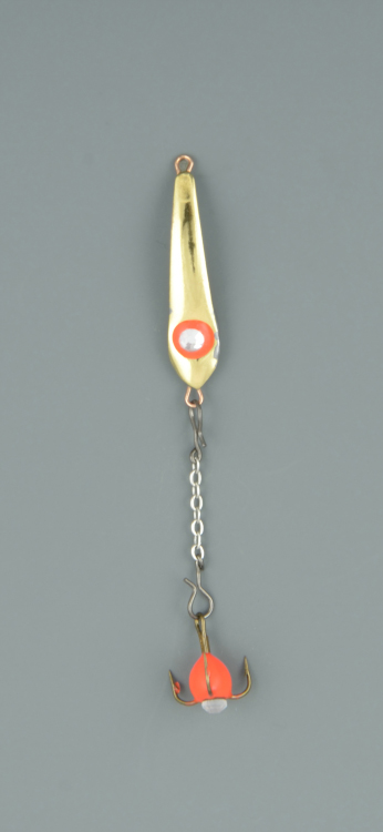 Блесна зимняя Пирс Кобра с чёртиком на цепочке Малек большой латунь (в блистере)