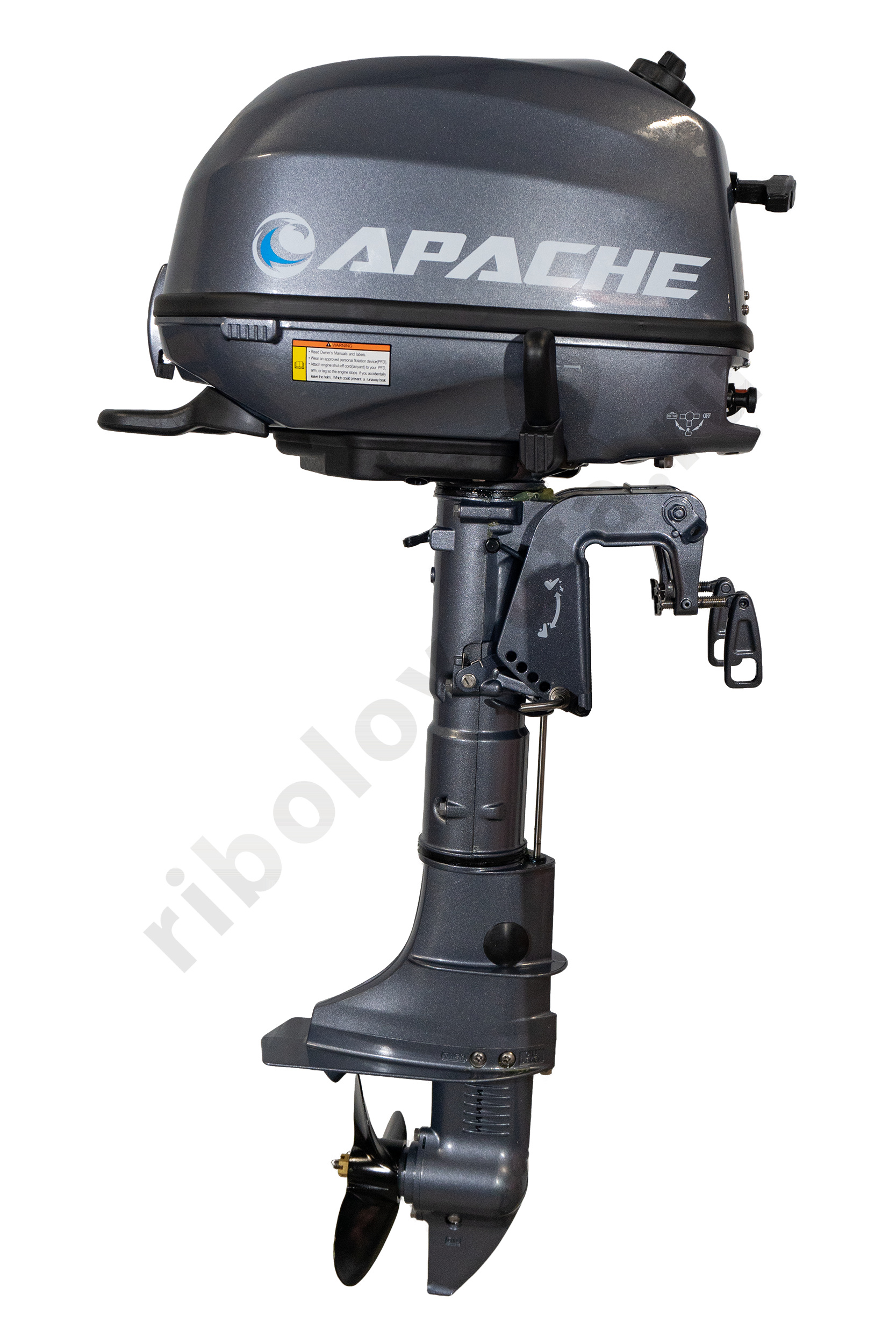 Лодочный мотор 4-х тактный Apache F 6 с баком 12 л+ шланг