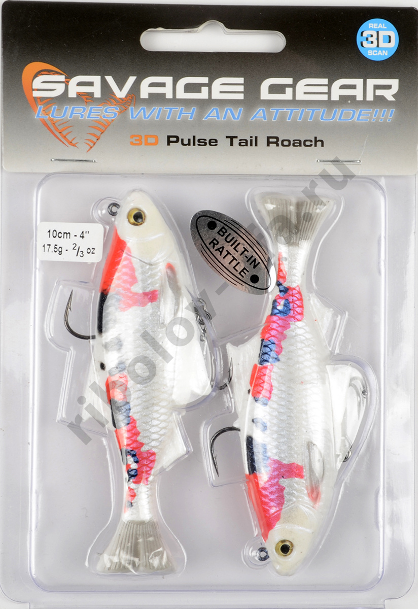 Силиконовая приманка Savage Gear 3D Pulse Tail Roach 10см 17.5 гр koi  (тонущая) 63722