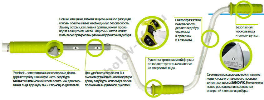 Ледобур Mora Nova System диам. 130 мм с удлиненным шнеком