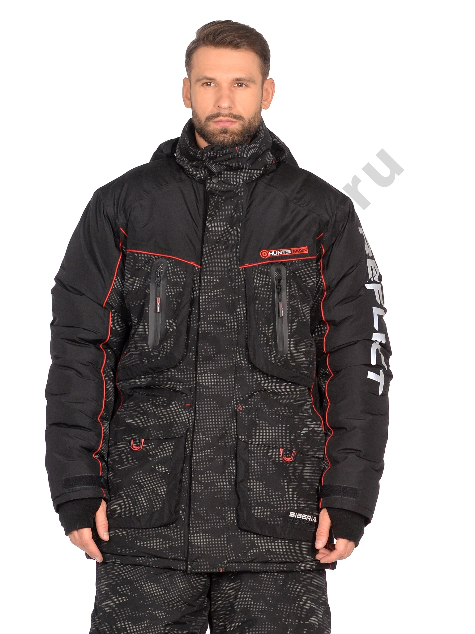 Костюм зимний Huntsman Siberia Reflect цв.Черный тк.Reflex Membrane р.52-54, рост 170-176 (РР)