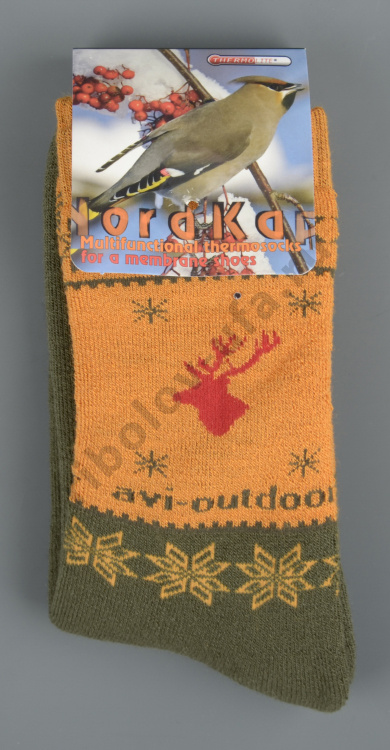 Термоноски AVI-Outdoor NordKapp (арт. 519-1Н) р.36-38 оранж-болотные 40%шерсть мериноса40%termolite