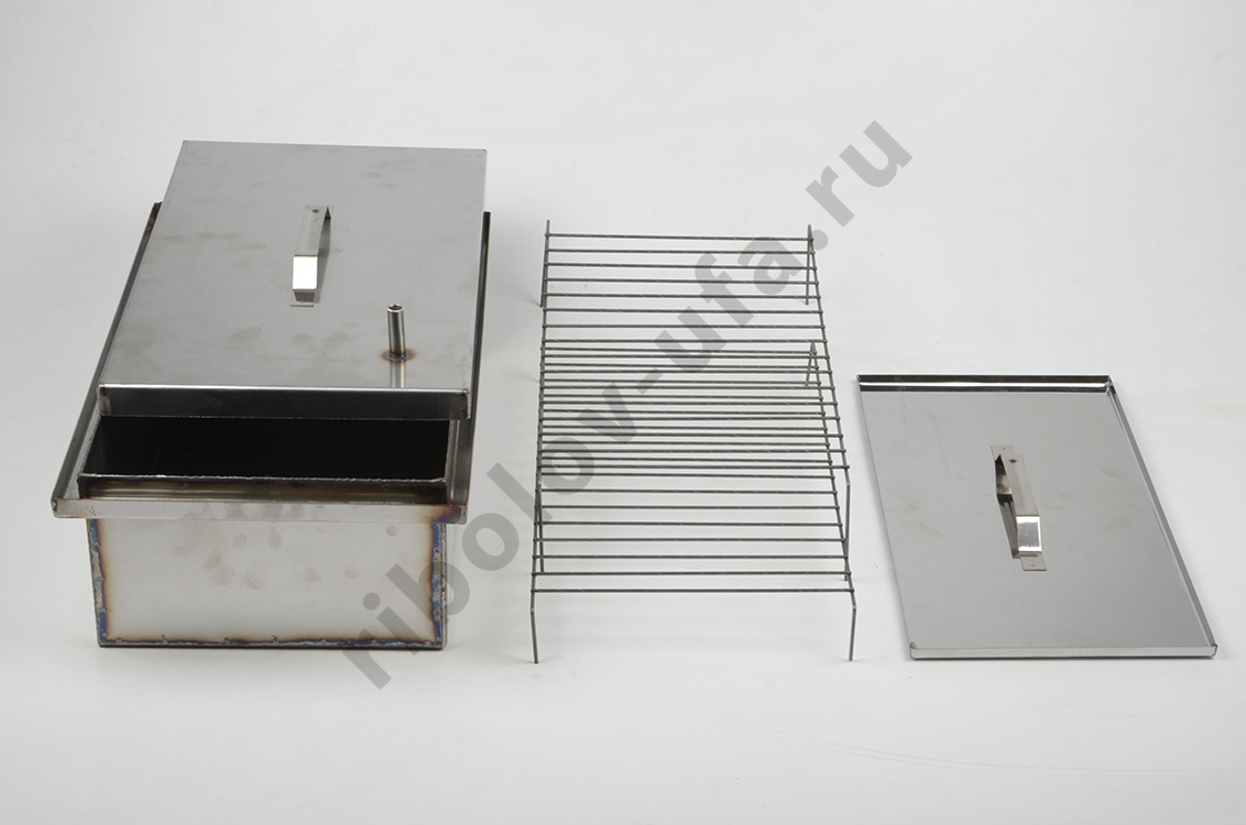 Коптильня двухъярусная с гидрозатвором 490х295х175, нерж. сталь 1 мм 