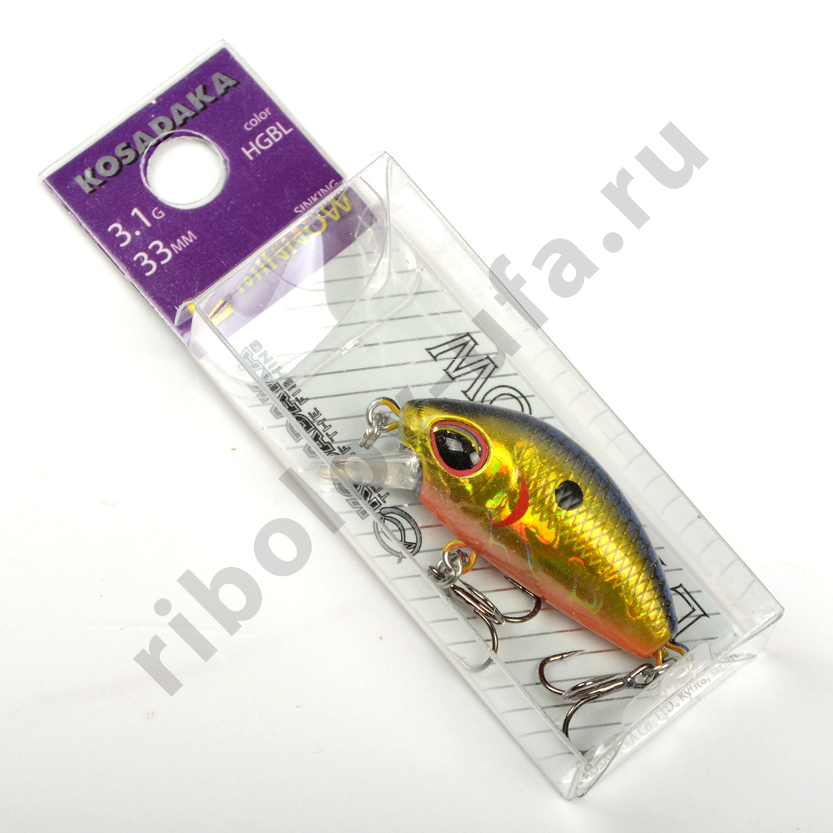 Воблер Kosadaka L-minnow xs 33S тонущий, 33мм, 3.1г, цв. HGBL