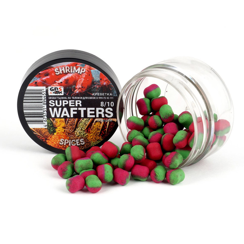 Вафтерсы (wafters) GBS нейтральной плавучести 8x10мм Креветка Специи