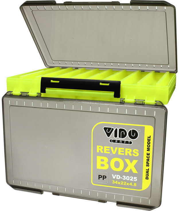 Коробка Vido для приманок VD-3025 Revers Box, размер 34х22x4.8 см желтая