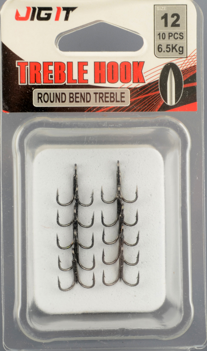 Крючок-тройник Jig It Round bend treble hooks №12
