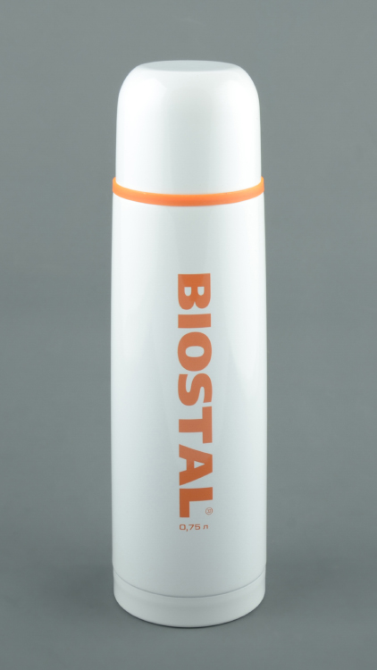 Термос Biostal узкое горло с кноп. цветной белый 0,75л. (NB-750 C-W)