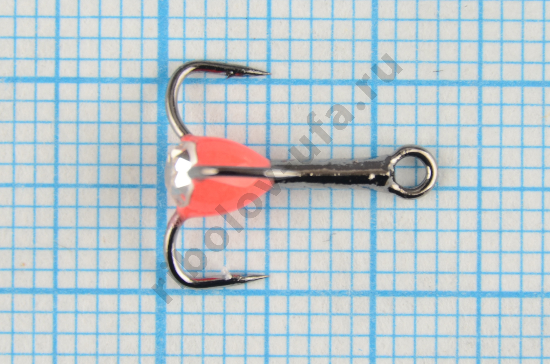 Тройник Dag Master Капля со стразой Красный с кр.Mustad №12 UF