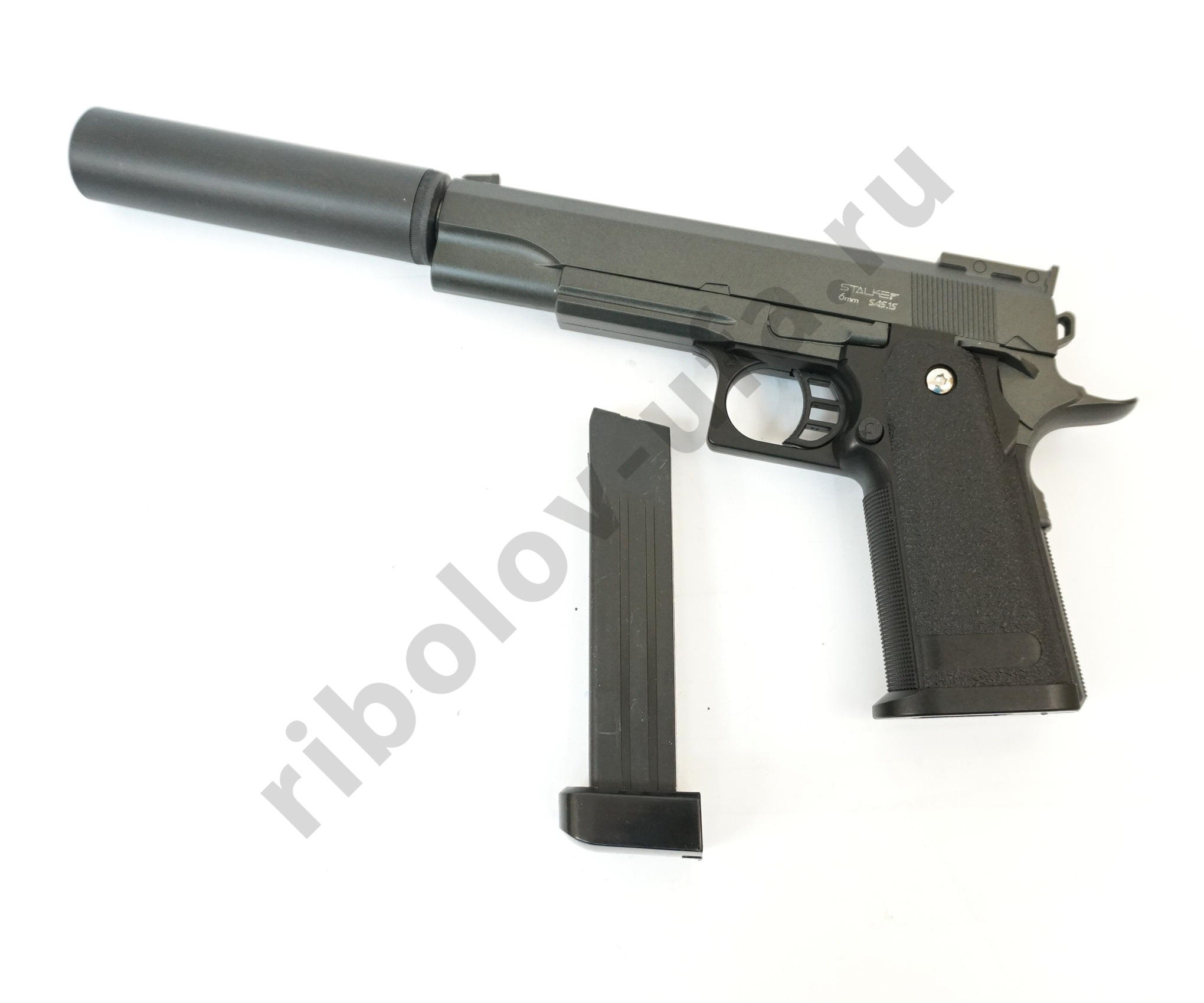 Пистолет пневм. Stalker SA5.1S Spring, кал 6мм, металл + имитатор ПБС и ЛЦУ (Hi-Capa 5.1)