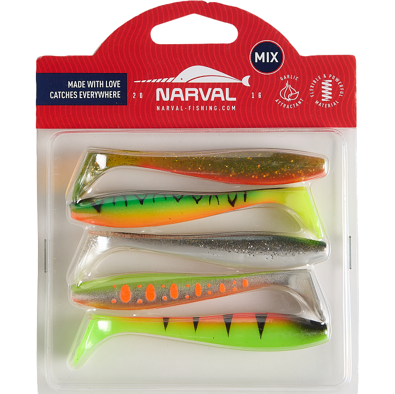 Силиконовая приманка Narval Choppy Tail 10cm Mix#M04 (5шт/уп) 