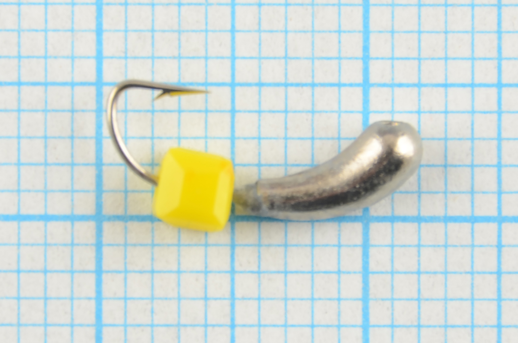 Мормышка Мир Вольфрама Уралка сырный кубик на крючке д. 2.5 мм серебро