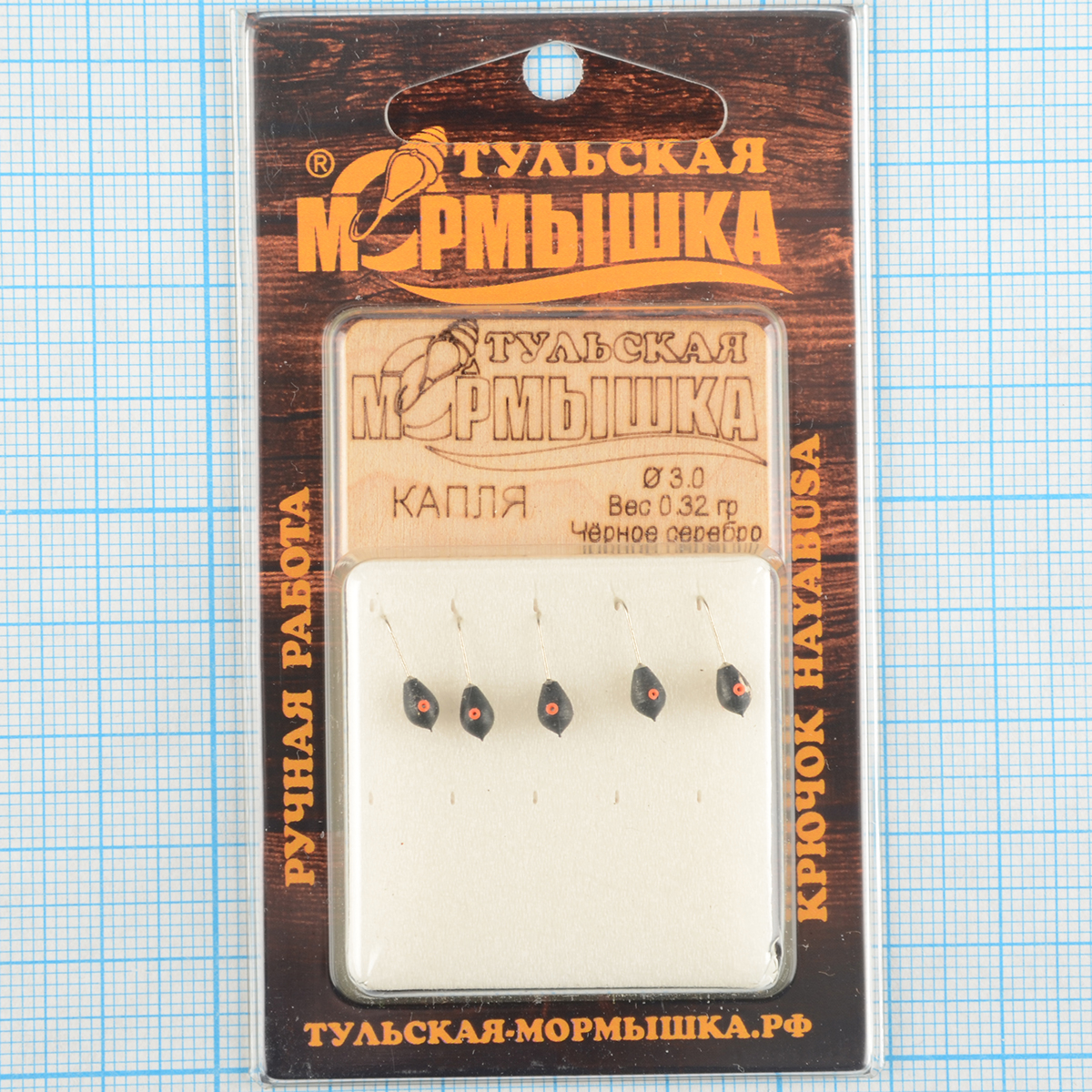 Мормышка вольфрам.Тульская Капля с кембриком 3,0мм черное серебро