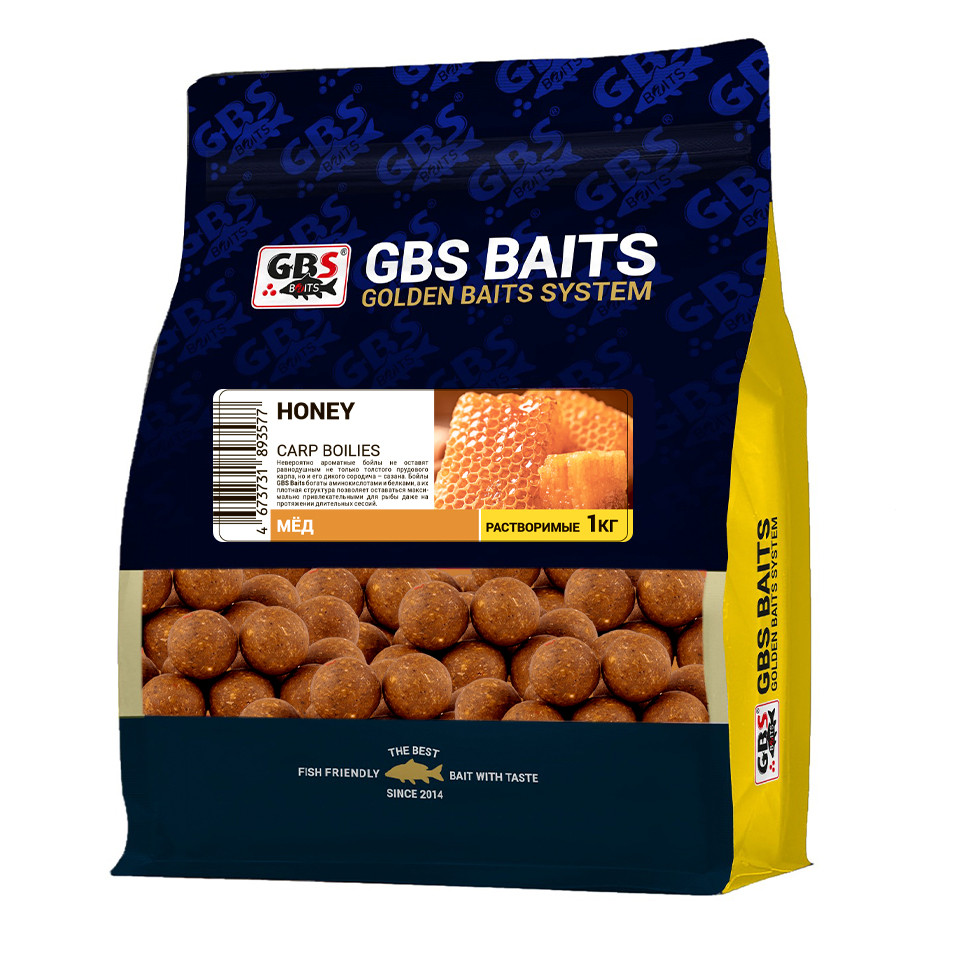 Бойлы GBS пылящие 24 мм 1кг Honey Мёд (пачка)