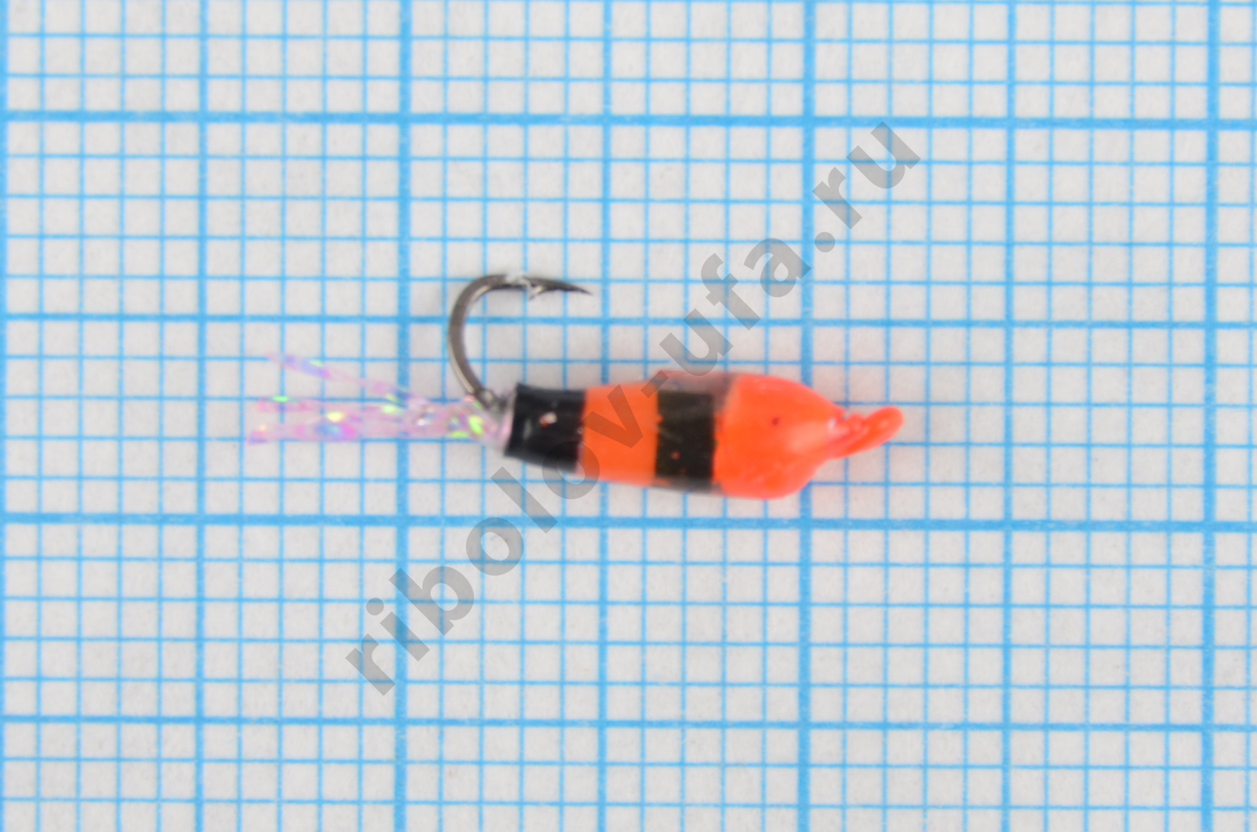 Мормышка Владимирский вольфрам Поденка 2.5мм 0,26гр Fluorescent Red/Black