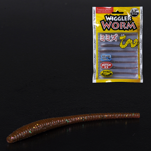 Силиконовая приманка Lucky John Pro Series Wiggler Worm 2.3in 5.84см /S13 (9шт/уп)