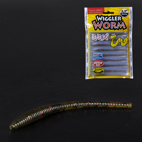 Силиконовая приманка Lucky John Pro Series Wiggler Worm 2.3in 5.84см /PA03 (9шт/уп)