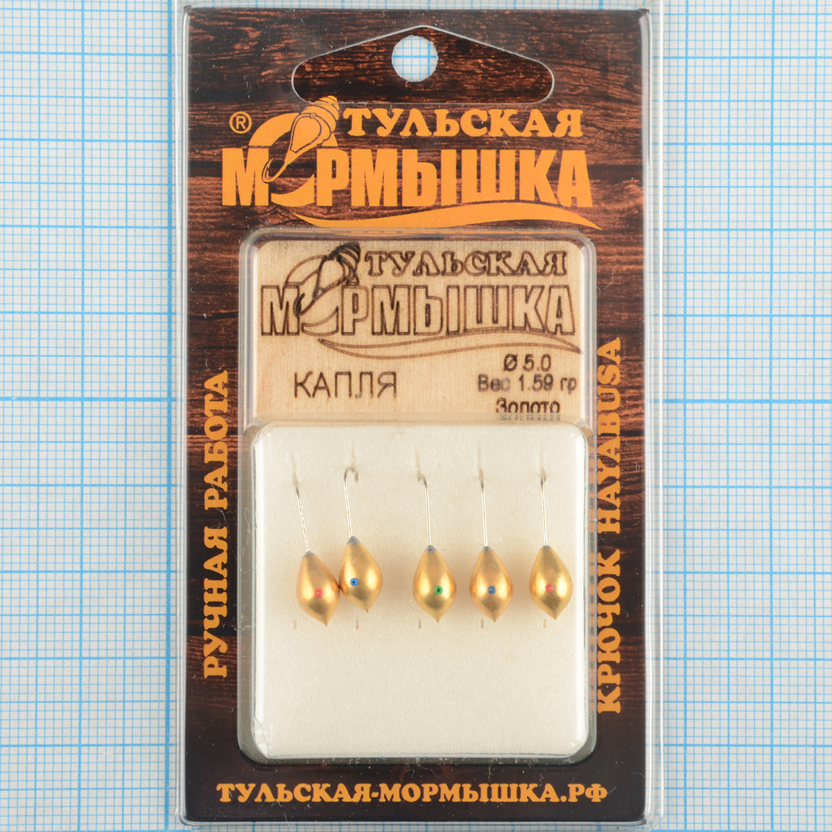 Мормышка вольфрам.Тульская Капля с кембриком 5,0мм золото