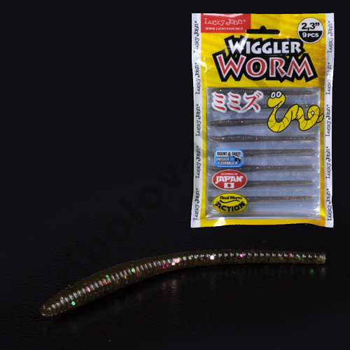 Силиконовая приманка Lucky John Pro Series Wiggler Worm 2.3in 5.84см /S21 (9шт/уп)