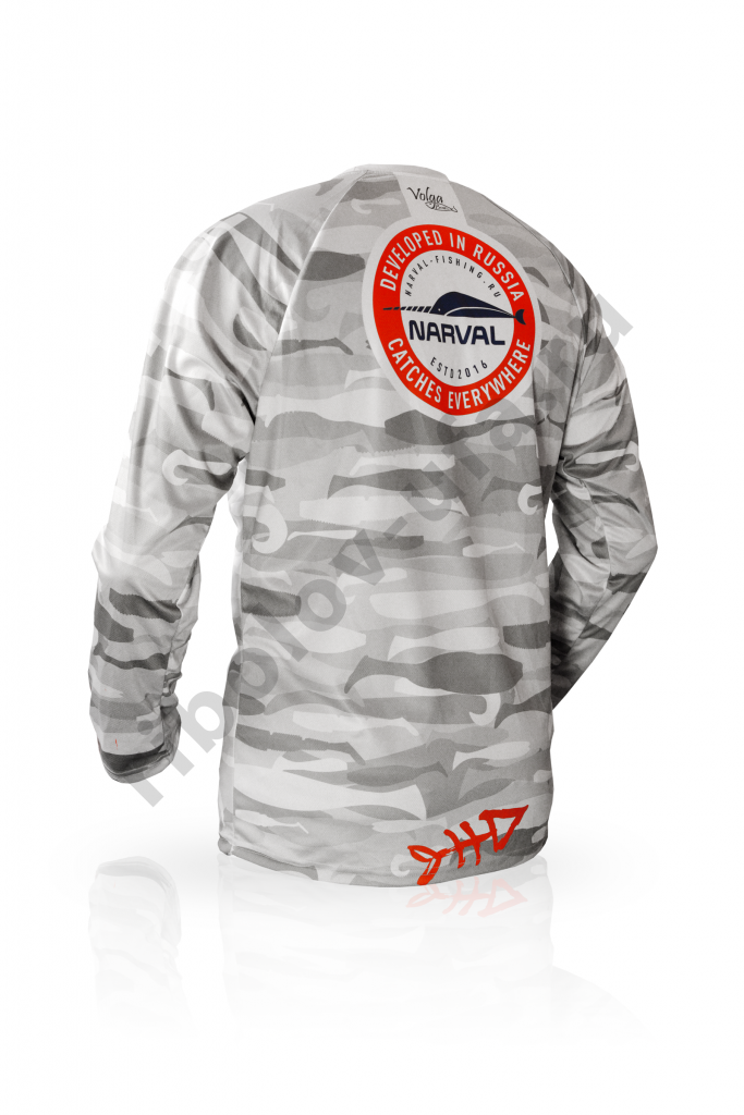 Футболка Volga Baits Narval Grey Fish c длинным рукавом р48