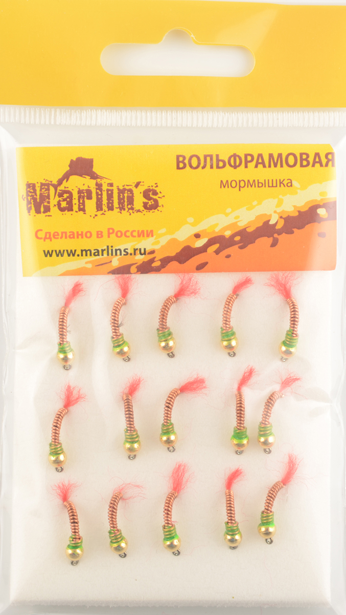 Мормышка вольфрам. Marlins Лесотка 3,5мм 0,45гр. кр.14 цв. Go