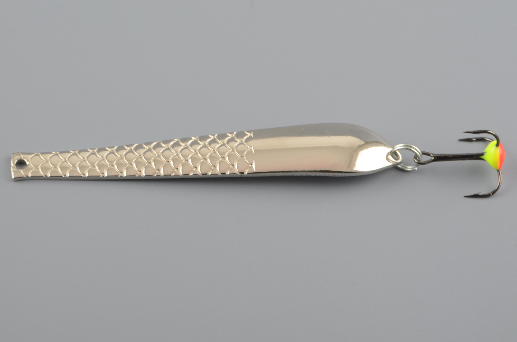 Блесна зимняя Бубнов колеблющаяся Балтийская-2 14 гр. белая, латунь, ребр., тр. с каплей