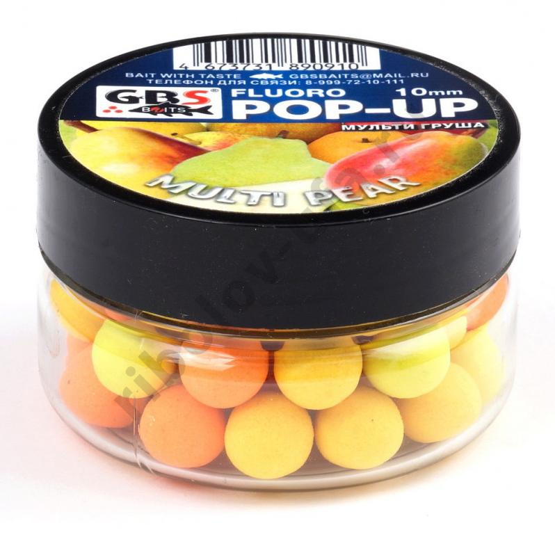 Бойлы GBS Baits Pop-up плавающие 10мм 55гр (банка) Multi Pear груша три цвета