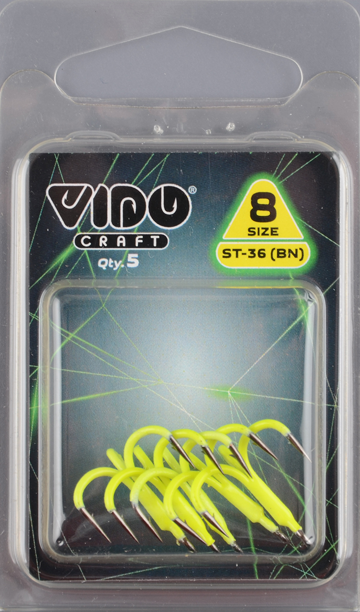 Крючок-тройник Vido ST-36 № 8 цв.12 -люм.желтый