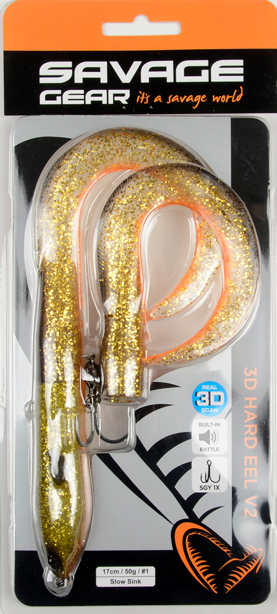 Воблер Savage Gear 3D Hard  EEL, 17см, 50г, black gold (медленно тонущая)