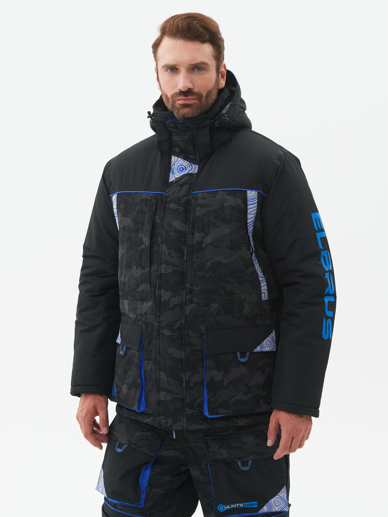 Костюм зимний Huntsman Elbrus Reflect цв.Черный тк.Reflex Membrane р.52-54, рост 170-176 (РР)