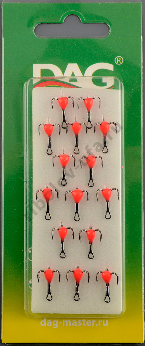 Тройник Dag Master Капля Красный с кр.Mustad №14 UF