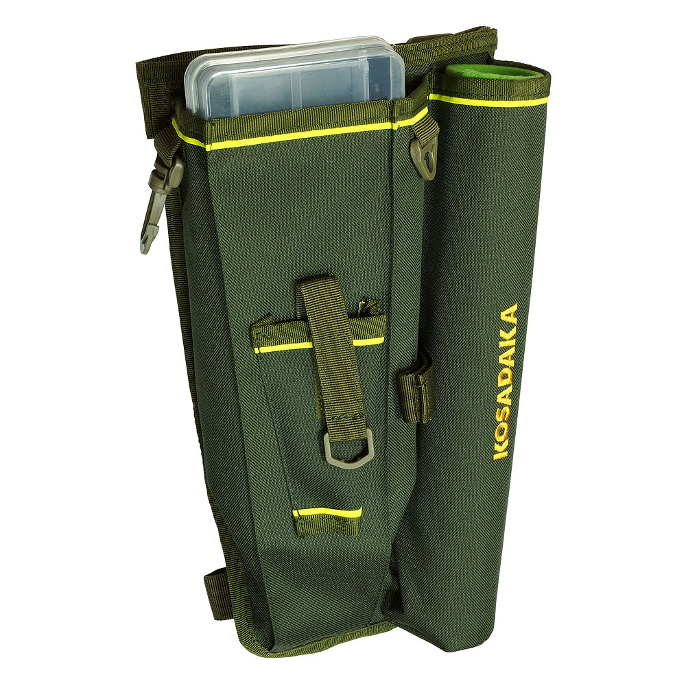 Сумка Kosadaka M10 зеленая, набедренная со стаканом для спиннинга и коробкой