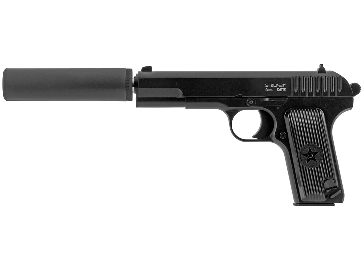 Пистолет пневм. Stalker SATTS Spring (TT) + имитатор ПБС  кал 6мм, мет.корп